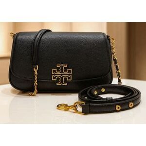 Tory Burch pebbled leather Britten Convertible Crossbody Clutch EUC